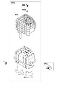Exhaust Group Diagram and Parts List for 83132-1112-01  Briggs and Stratton Engine